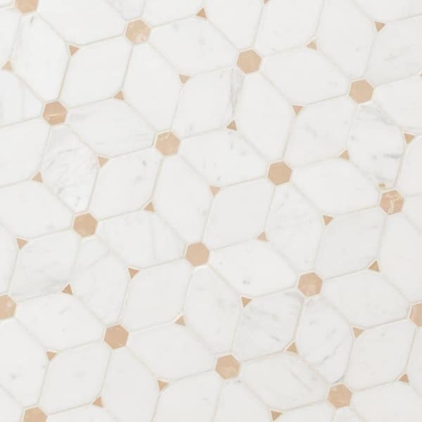 MSI Cecily Creme 11 in. x 13 in. x 0.38 in. Polished Marble Mesh