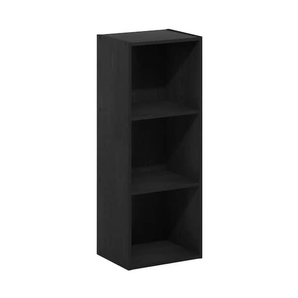Furinno Pasir 31.5 in.Blackwood Wood 3-Shelf No-Tool Assembly Standard Bookcase