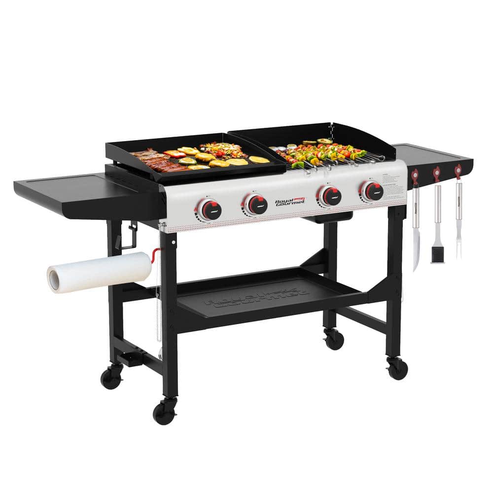 Royal Gourmet 66" Black and Silver Propane Gas Grill with Griddle