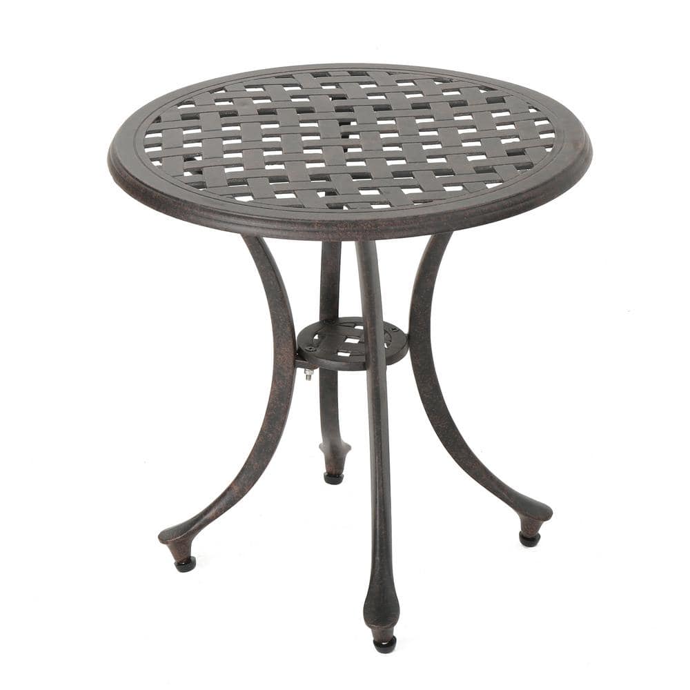 Outdoor 19 in. Cast Aluminum Side Table, Classic Design, Weather-resistant 