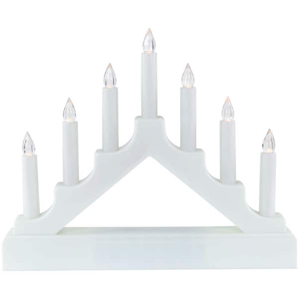 LED Lighted Christmas Candelabra Bridge-White Base-13"