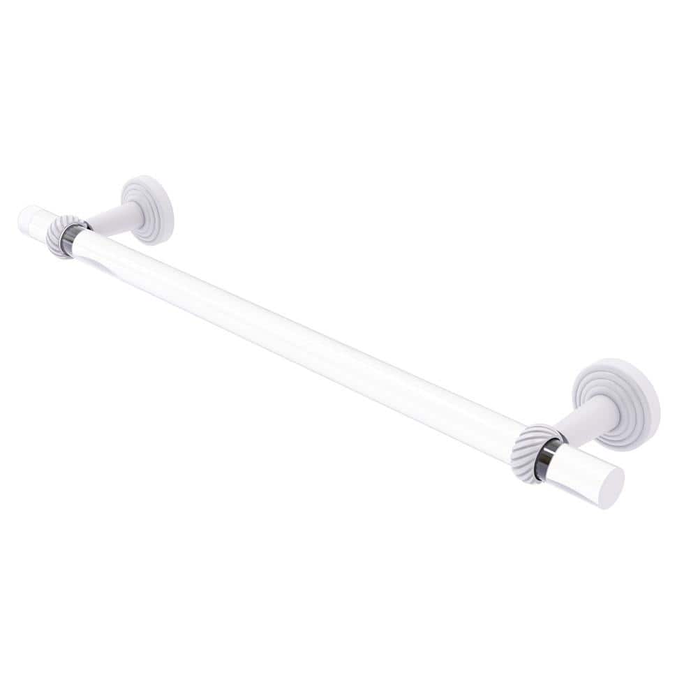 Matte White Brass and Acrylic Wall Mounted Towel Bar