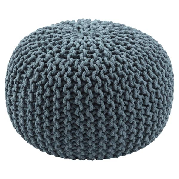 Jaipur Living Olsen Textured Teal Round Pouf