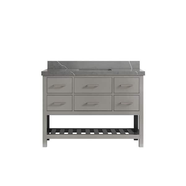 Willow Collections Parker 48 in. W x 22 in. D x 36 in. H Bath Vanity in Elephant Gray with 2 in. Piatra Quartz Top