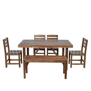 6-Piece High-Quality Acacia Wood Outdoor Dining Set, Patio Table and Chair Set Suitable for Patio, Balcony, Backyard