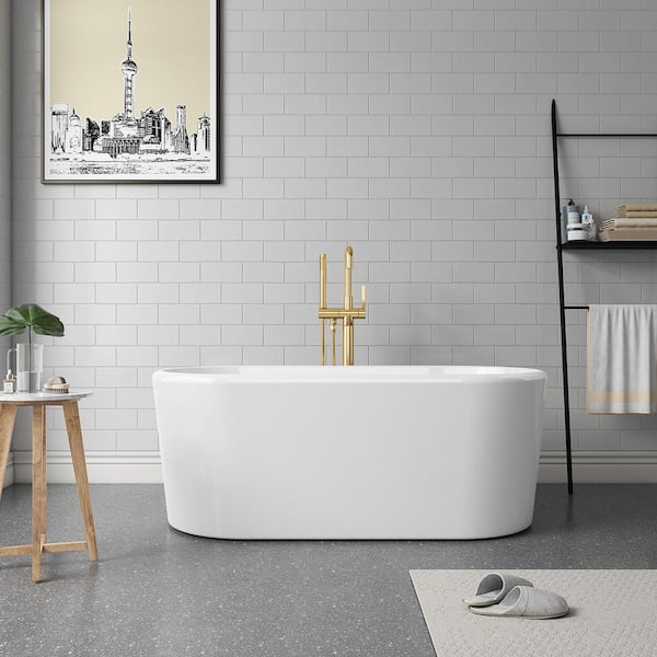 ROSWELL Caserta 59 in. x 27.6 in. Acrylic Flatbottom Soaking Bathtub in White