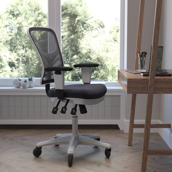 Carnegy Avenue Mesh Adjustable Height Drafting Chair in Gray, Gray Mesh/White Frame