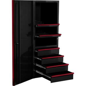 EXQ 24 in. 4-Drawer 2-Shelf Black Professional Side Tool Chest with Red Handles
