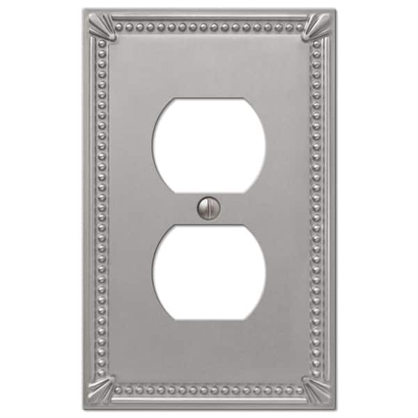 AMERELLE Imperial Bead Brushed Nickel 1-Gang Duplex Outlet Metal Wall Plate (4-Pack)