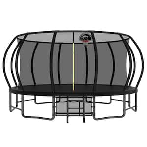16 ft. Outdoor Trampolines with Curved Poles and Heavy Duty Trampoline Anti-Rust Coating, Black