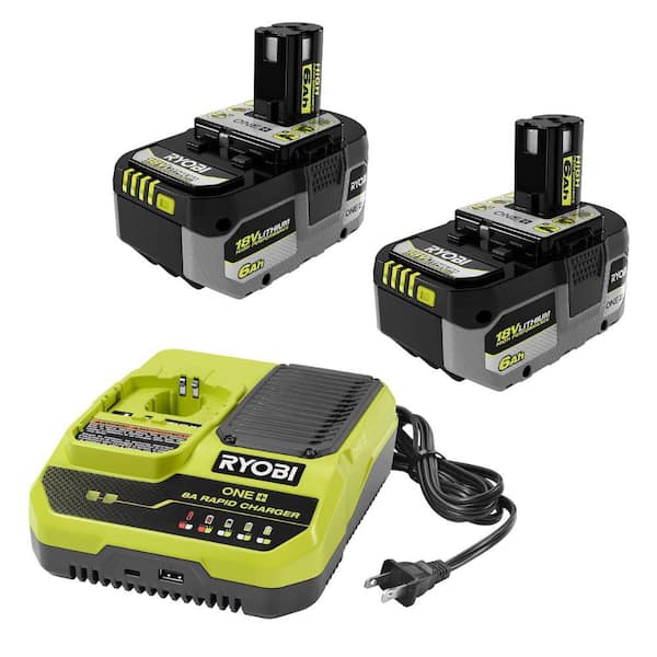 ONE+ 18V 8A Rapid Charger with 6.0 Ah HIGH PERFORMANCE Battery (2-Pack)