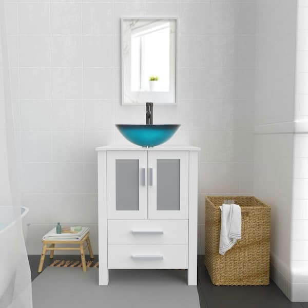 Eclife 24 -30 White Bathroom Vanity Cabinet Sink Combo W/Waterproof