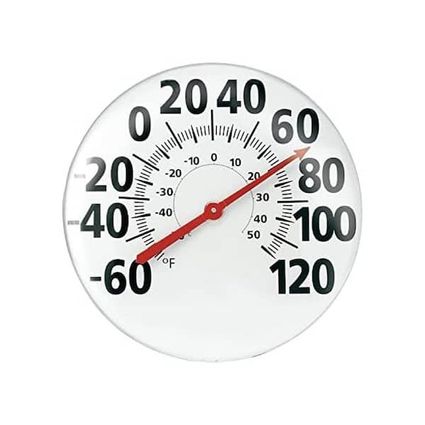 18 in. White Large Metal Wall Outdoor Thermometer HP01A0K8KQ - The