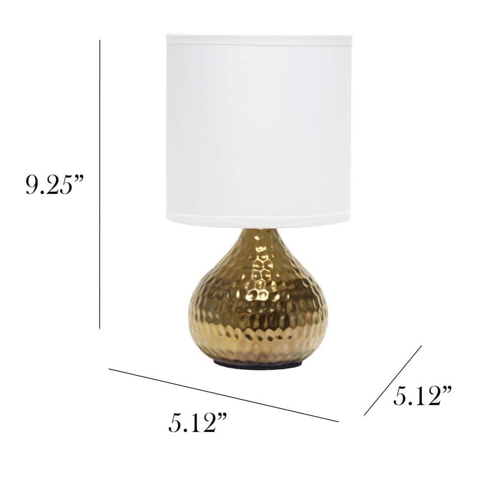 Hammered Gold Mini Table Lamp with White Fabric Shade