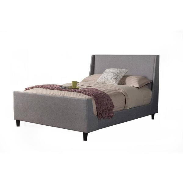 Alpine Furniture Amber Gray Linen Wood Frame California King Platform Bed