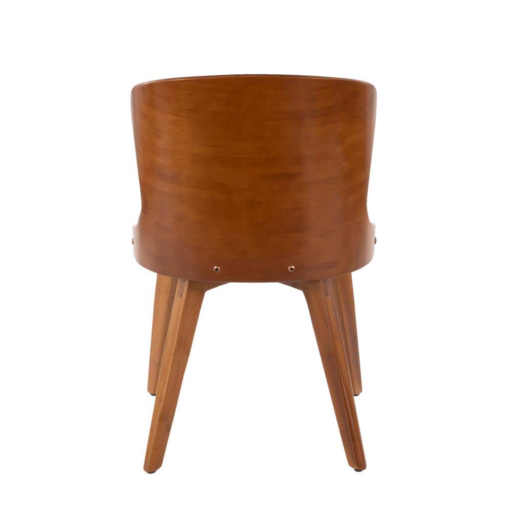 High Walnut and Black Faux Leather Upholstered Side Chair