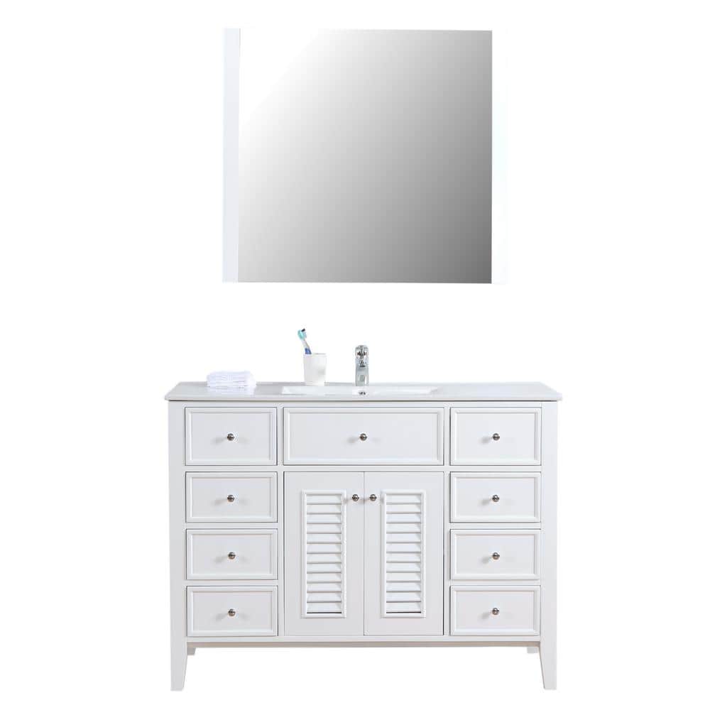Venice 48 in. W x 18 in. D Bath Vanity in White with Ceramic Vanity Top in 