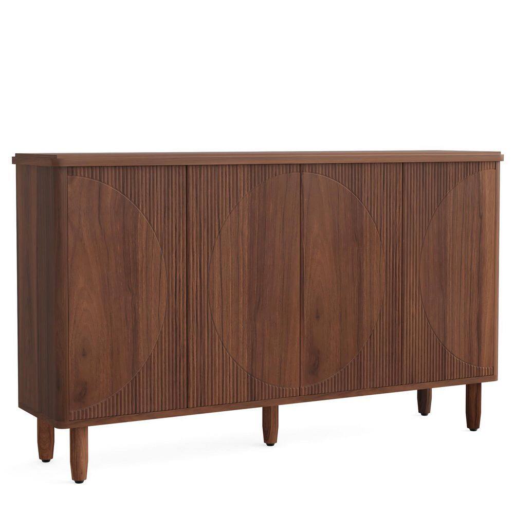 Modern Brown Wood Buffet Cabinet Sideboard with Storage and Doors, Sideboard Table for Living Room, Kitchen Dining Room