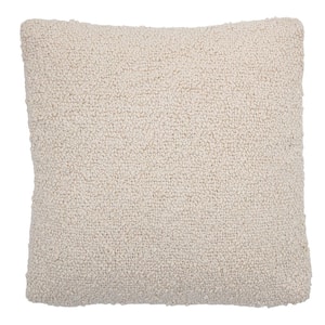 20 in. x 20 in. Cream Square Woven Cotton Boucle Pillow