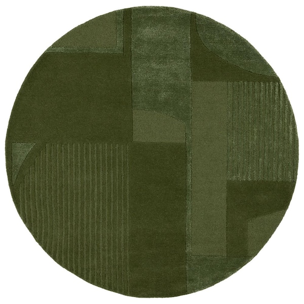 Fifth Avenue 4 ft. x 4 ft. Round Green Contemporary Geometric Area Rug