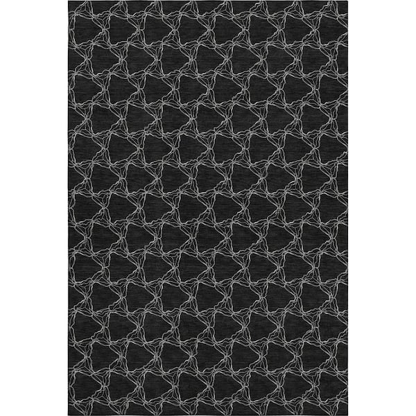 Addison Rugs Mayfield Premium Machine Washable Abstract AMF960 Black 8 ft. x 10 ft. Area Rug