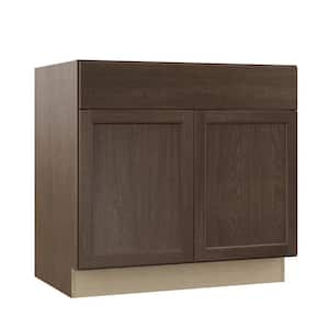 Shaker 36 in. W x 21 in. D x 34.5 in. H Assembled Bathroom Base Cabinet in Brindle, without Shelf