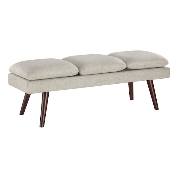 Amanda Linen Fabric Mid-Century Bench (54 in. x 19.75 in. x 18.25 in.)