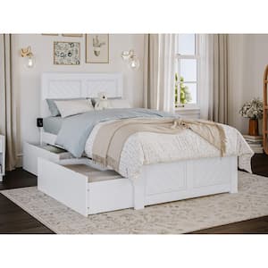 Canyon White Solid Wood Twin Platform Bed with Matching Footboard and Storage Drawers