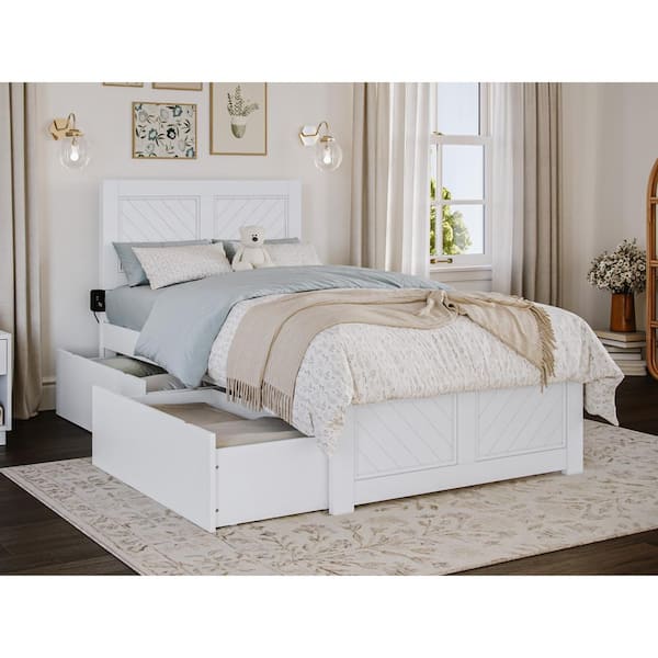 AFI Canyon White Solid Wood Twin Platform Bed with Matching Footboard and Storage Drawers