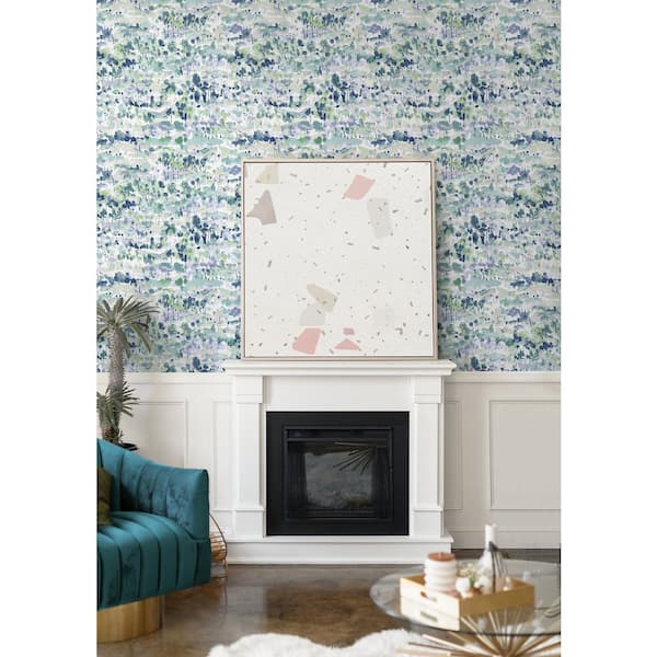 Water Coloring Seaglass Vinyl Peel and Stick Wallpaper Roll ( Covers 30.75 sq. ft. )