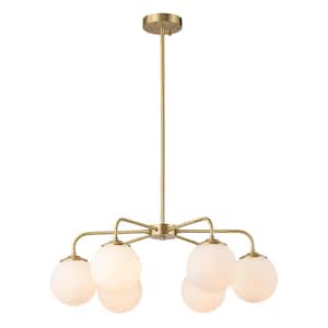 Alma 32 in. W 3-Light Gold Cluster Globe Bubble Chandelier with Frosted Glass for Living Dining Room Bedroom (37-Shade)