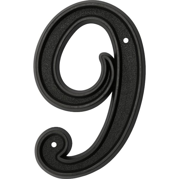 Everbilt 5-1/2 in. Black Plastic House Number 9