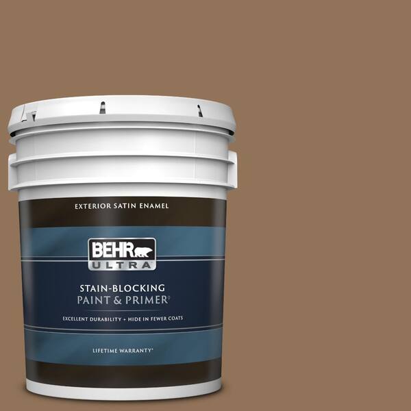 BEHR ULTRA 5 gal. #PMD-107 Shaved Chocolate Satin Enamel Exterior Paint & Primer