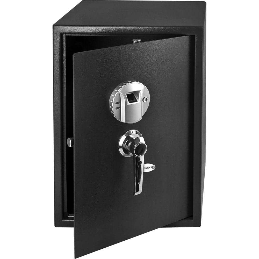 Black Steel Biometric Fingerprint Safe with Mounting Hardware