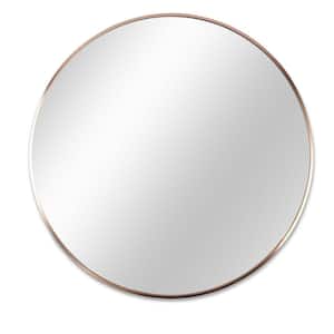 16 in. W x 16 in. H Round Wall Mirror Suitable for Bedroom, Brushed Aluminum Frame Circle Mirrors in Gold