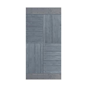 S Series 42 in. x 84 in. Dark Gray Finished DIY Solid Wood Sliding Barn Door Slab - Hardware Kit Not Included