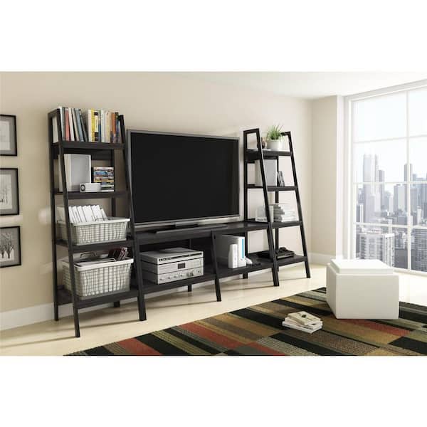 Altra Furniture Ladder Bundle 4-Shelf Bookcase in Black (Set of 2)