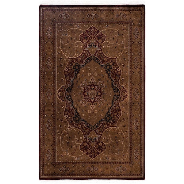 Overdyed Brown 5 x 7 Solid Wool Indoor Area Rug