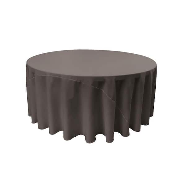 132 in. Round Charcoal Polyester Poplin Tablecloth