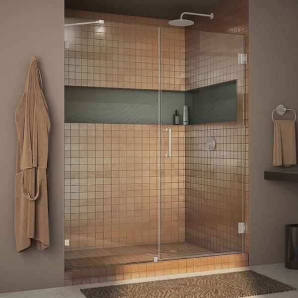 DreamLine Unidoor Lux 45 in. x 72 in. Frameless Hinged Shower Door in Brushed Nickel