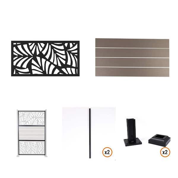 Palm Privacy Screen Panel Kit, 4 Panels, 2 Posts, 2 Flanges