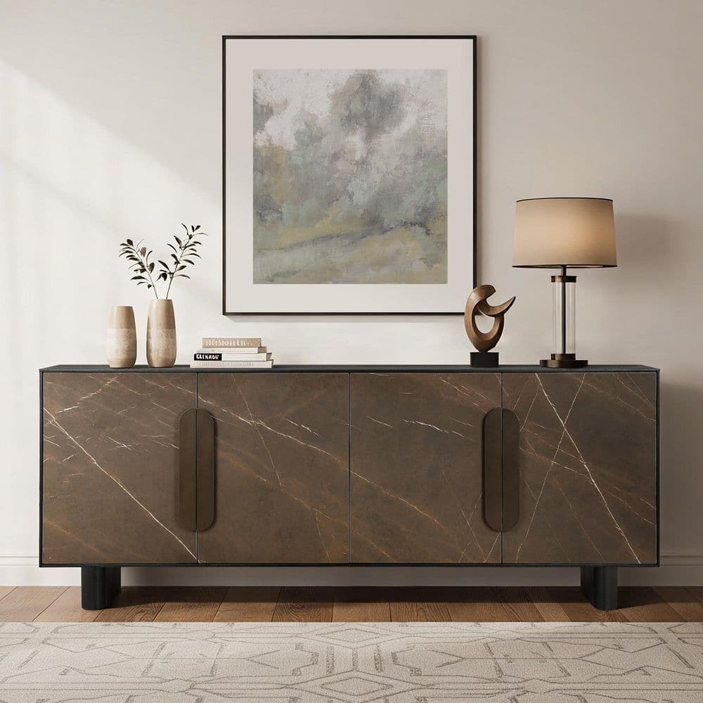Spruce & Spring Frederick 79 in. Brown Wood Metal-Frame Buffet