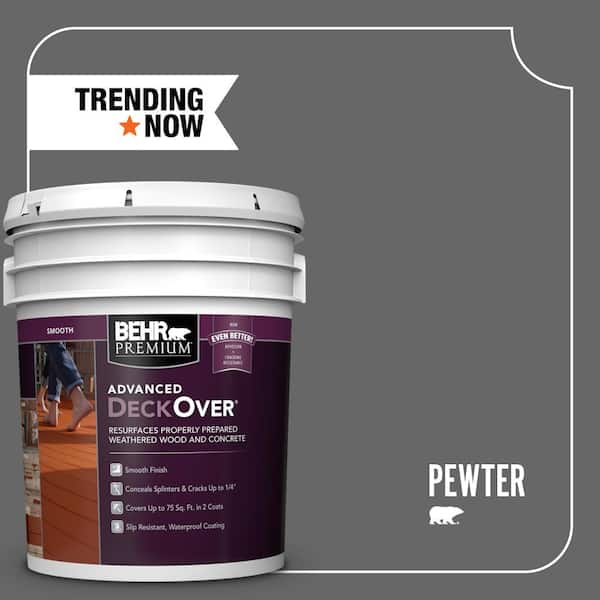 BEHR Premium Advanced DeckOver 5 gal. #SC-131 Pewter Smooth Solid Color Exterior Wood and Concrete Coating