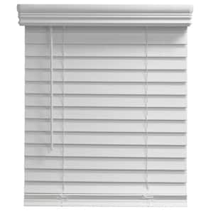 Pre-Cut 25 in. W x 48 in. L White Cordless Room Darkening Faux Wood Blinds with 2 in. Slats