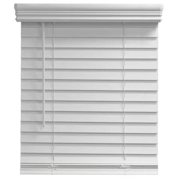 Champion Pre-Cut 45 in. W x 60 in. L White Cordless Room Darkening Faux Wood Blinds with 2 in. Slats