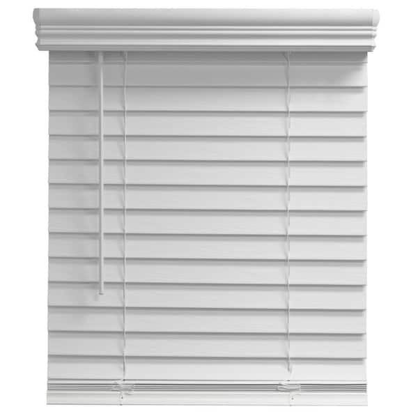 Champion Pre-Cut 54 in. W x 60 in. L White Cordless Room Darkening Faux Wood Blinds with 2 in. Slats