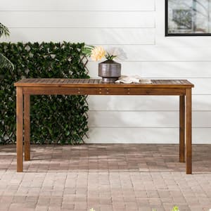 60 in. Dark Brown Contemporary Acacia Wood Outdoor Dining Table with Slat Top