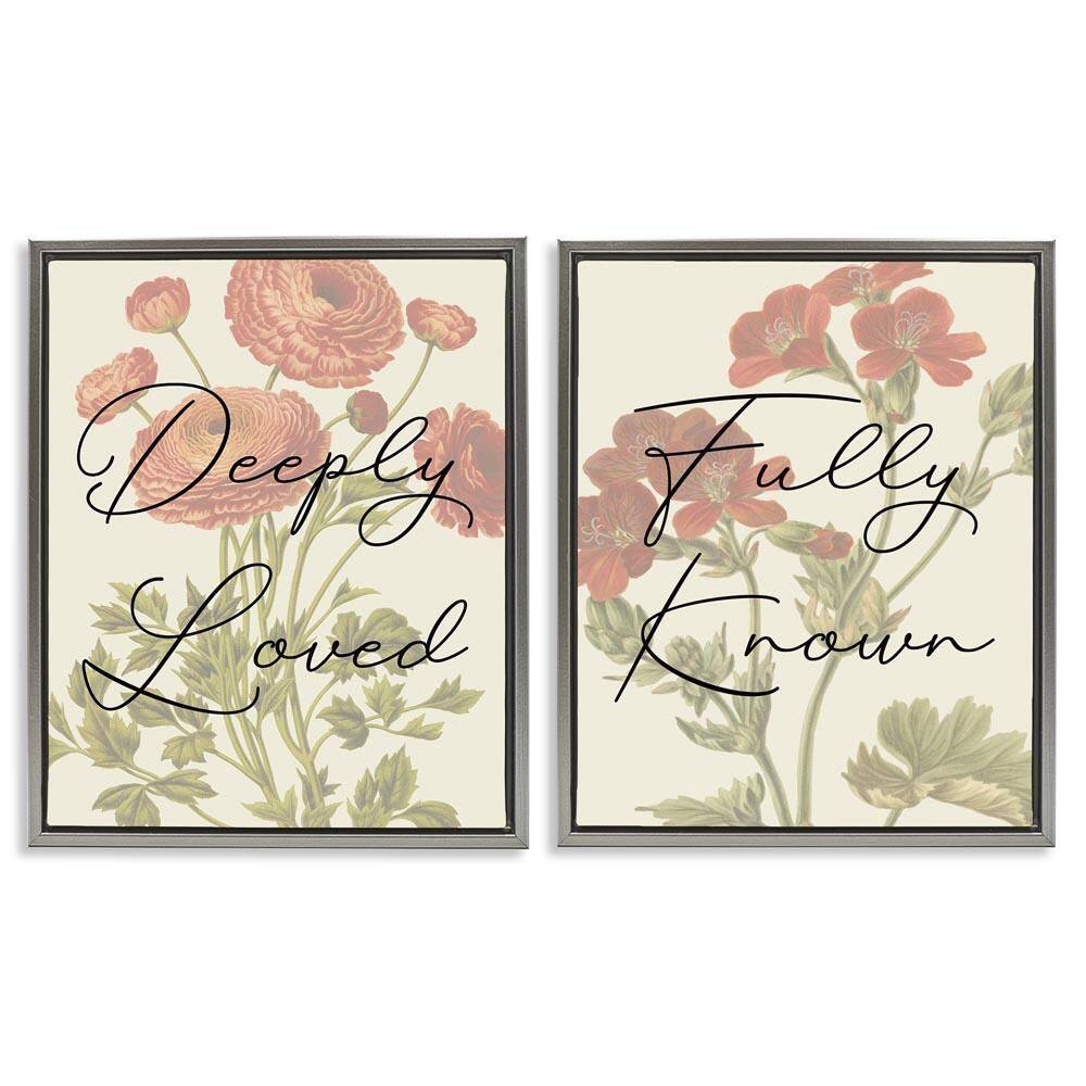 Loved and Known Florals by Daphne Polselli 2-Pieces Gray Floater Frame Nature Graphic Art Print 21 in. x 17 in. price history on PriceWatchPro