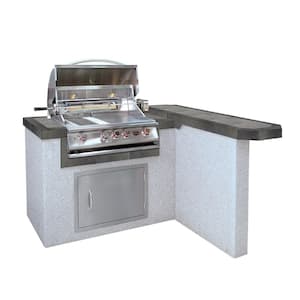 4-Burner 4 ft. Stucco Grill Island with Propane Gas Grill Island in Stainless Steel