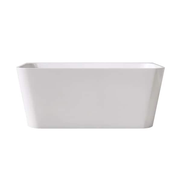 55 in. x 29.5 in. Acrylic Flatbottom Freestanding Bathtub Soaking